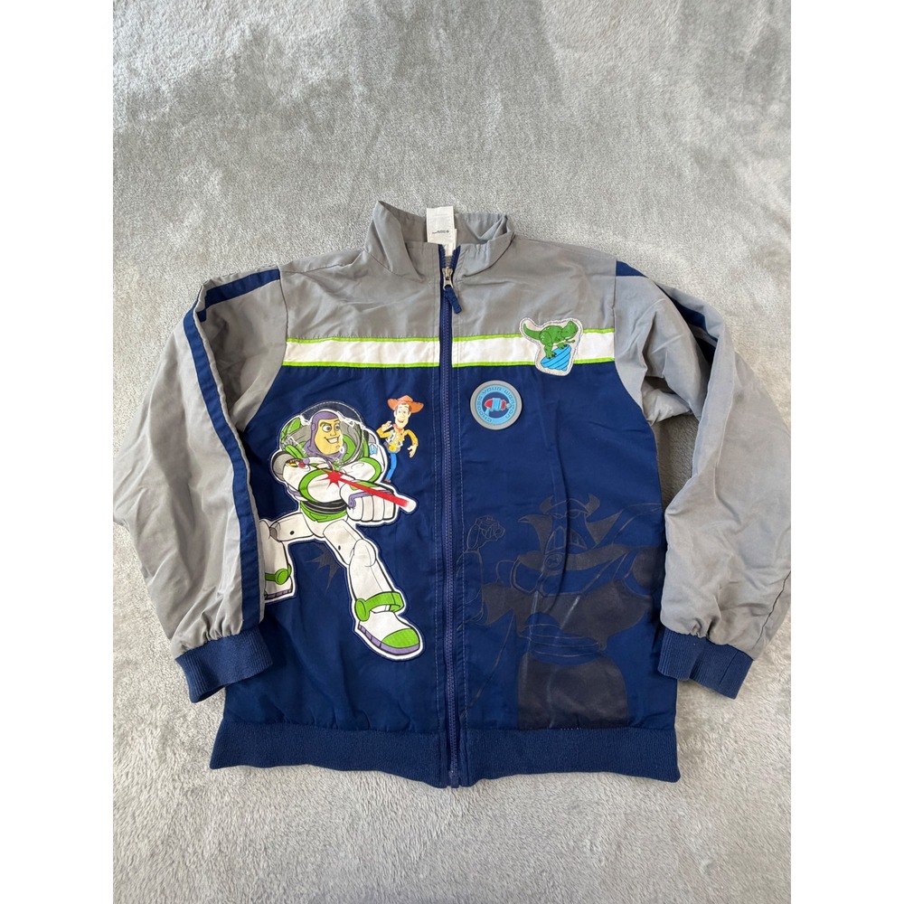 Disney Store Toy Story Jacket Kids Size 10 Blue Buzz Lightyear Woody Windbreaker